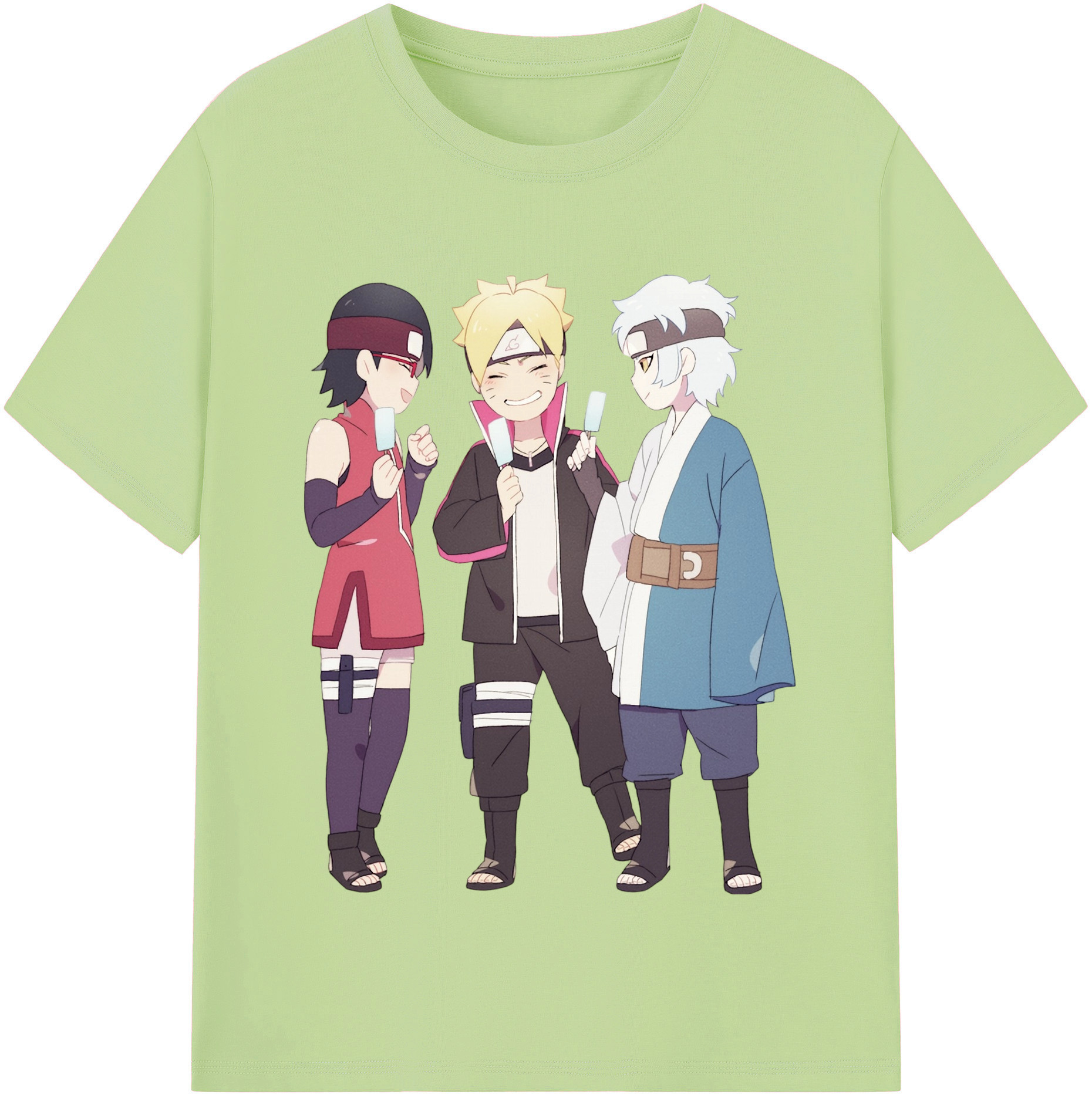（画像用） NARUTO -ナルト- うちは サラダ Uchiha Sarada 綿100％半袖Tシャツ（フロントプリント）